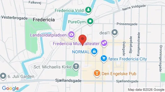 Erhvervslokaler til leje i Fredericia - kort over placeringen