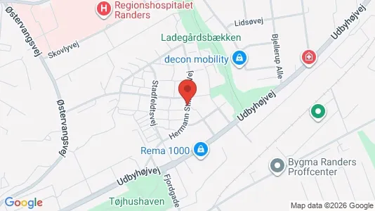 Erhvervslokaler til leje i Randers NØ - kort over placeringen
