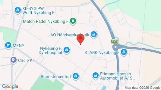 Erhvervslokaler til leje i Nykøbing Falster - kort over placeringen