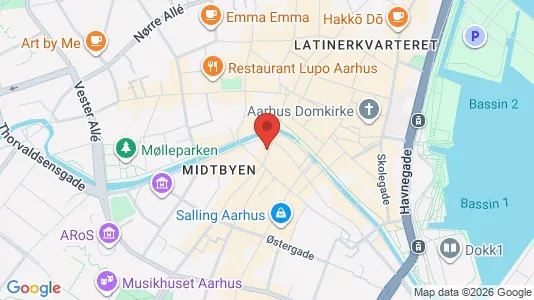 Erhvervslokaler til leje i Århus C - kort over placeringen