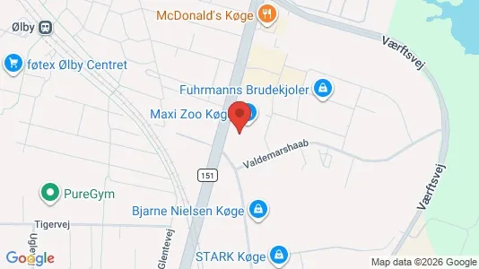 Erhvervslokaler til leje i Køge - kort over placeringen