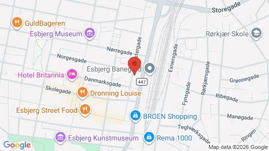 Erhvervslokaler til leje i Esbjerg Centrum - kort over placeringen