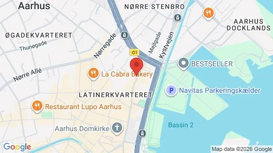 Erhvervslokaler til leje i Århus C - kort over placeringen