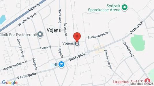 Erhvervslokaler til leje i Vojens - kort over placeringen