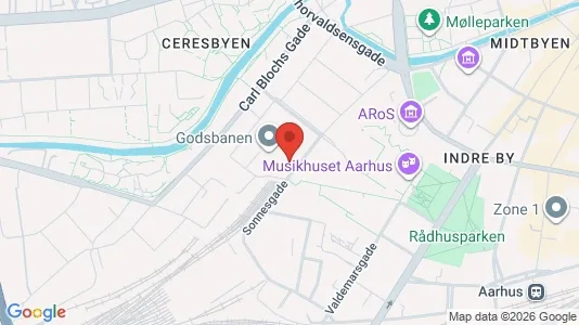 Erhvervslokaler til leje i Århus C - kort over placeringen