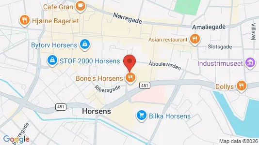 Erhvervslokaler til leje i Horsens - kort over placeringen