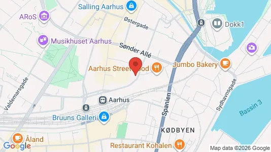 Erhvervslokaler til leje i Århus C - kort over placeringen