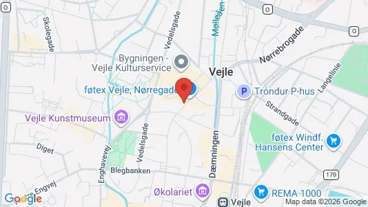 Erhvervslokaler til leje i Vejle Centrum - kort over placeringen