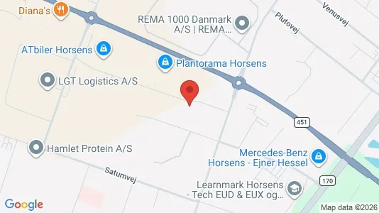 Erhvervslokaler til leje i Horsens - kort over placeringen