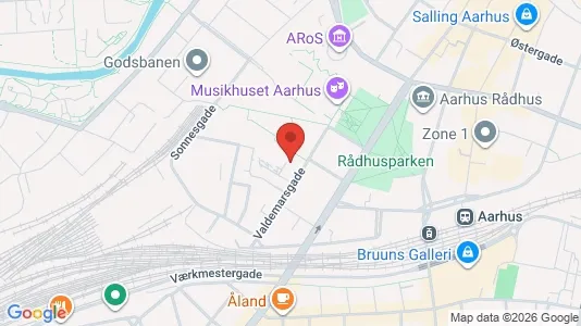 Erhvervslokaler til leje i Århus C - kort over placeringen