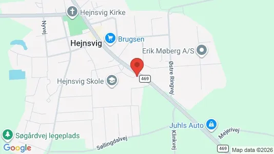 Erhvervslokaler til leje i Hejnsvig - kort over placeringen