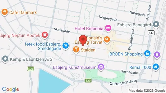 Erhvervslokaler til leje i Esbjerg Centrum - kort over placeringen