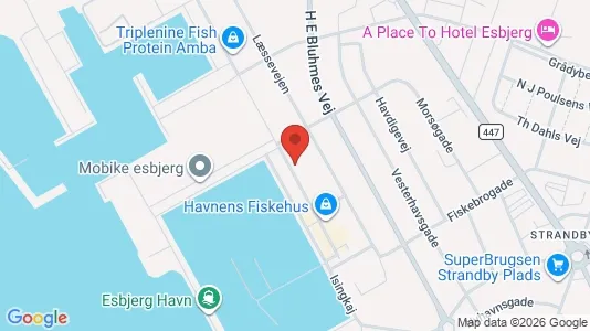 Erhvervslokaler til leje i Esbjerg Centrum - kort over placeringen