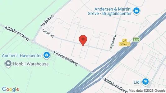 Erhvervslokaler til leje i Greve - kort over placeringen