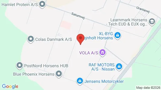 Erhvervslokaler til leje i Horsens - kort over placeringen