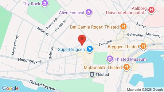 Erhvervslokaler til leje i Thisted - kort over placeringen