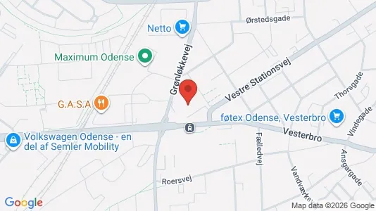 Erhvervslokaler til leje i Odense C - kort over placeringen