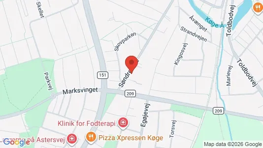 Erhvervslokaler til leje i Køge - kort over placeringen