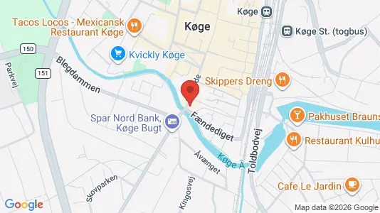 Erhvervslokaler til leje i Køge - kort over placeringen