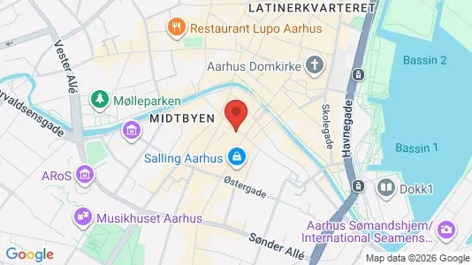 Erhvervslokaler til leje i Århus C - kort over placeringen