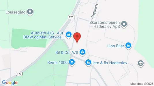 Erhvervslokaler til leje i Haderslev - kort over placeringen