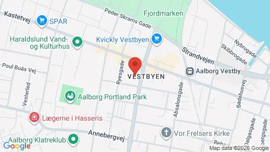 Erhvervslokaler til leje i Aalborg Centrum - kort over placeringen
