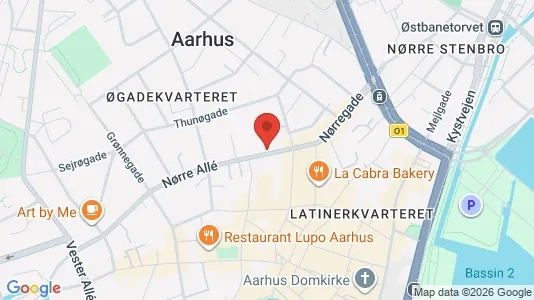 Erhvervslokaler til leje i Århus C - kort over placeringen