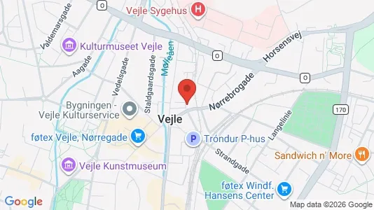 Erhvervslokaler til leje i Vejle Centrum - kort over placeringen