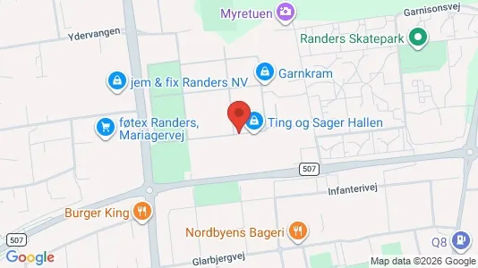 Erhvervslokaler til leje i Randers NØ - kort over placeringen