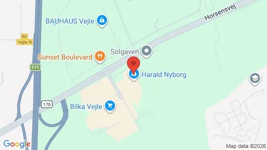 Erhvervslokaler til leje i Vejle Centrum - kort over placeringen