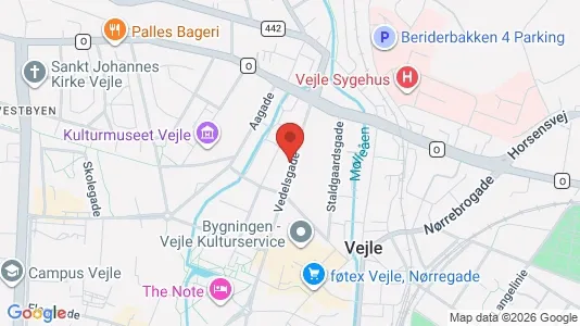 Erhvervslokaler til leje i Vejle Centrum - kort over placeringen