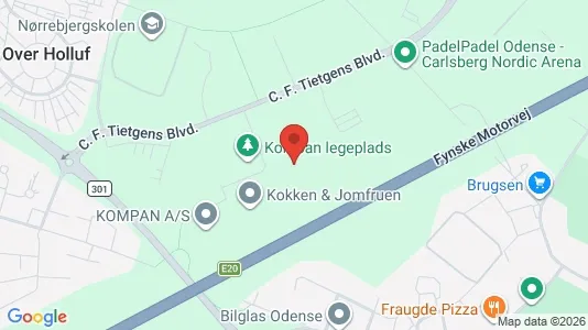Erhvervslokaler til leje i Odense SØ - kort over placeringen