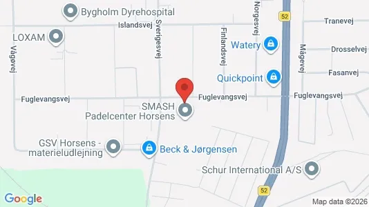 Erhvervslokaler til leje i Horsens - kort over placeringen