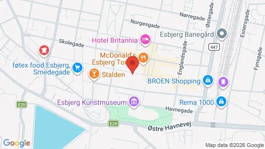 Erhvervslokaler til leje i Esbjerg Centrum - kort over placeringen