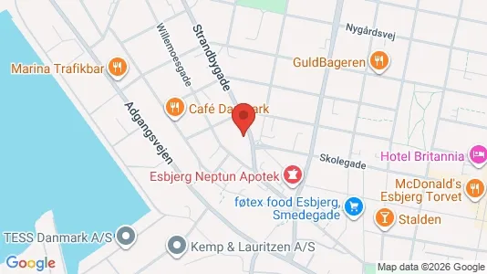Erhvervslokaler til leje i Esbjerg Centrum - kort over placeringen