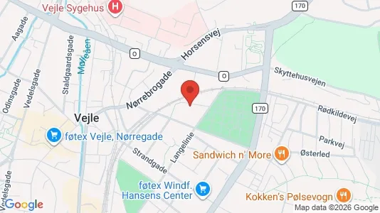 Erhvervslokaler til leje i Vejle Centrum - kort over placeringen