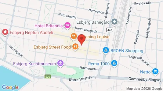 Erhvervslokaler til leje i Esbjerg Centrum - kort over placeringen