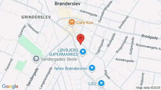 Erhvervslokaler til leje i Brønderslev - Foto fra Google Street View