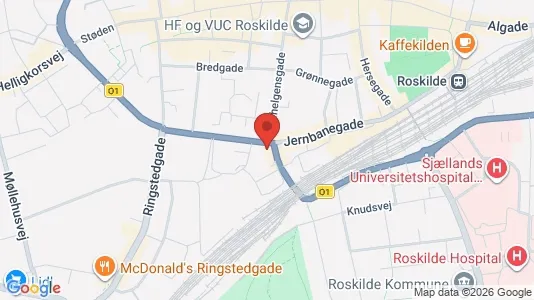 Erhvervslokaler til leje i Roskilde - kort over placeringen