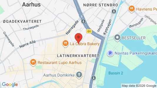 Erhvervslokaler til leje i Århus C - kort over placeringen