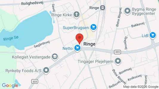 Erhvervslokaler til leje i Ringe - kort over placeringen