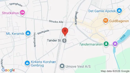 Erhvervslokaler til leje i Tønder - kort over placeringen