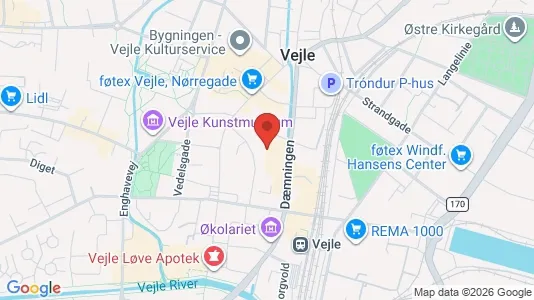 Erhvervslokaler til leje i Vejle Centrum - kort over placeringen