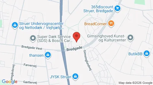 Erhvervslokaler til leje i Struer - kort over placeringen