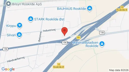 Erhvervslokaler til leje i Roskilde - kort over placeringen
