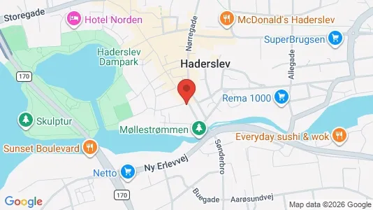 Erhvervslokaler til leje i Haderslev - kort over placeringen