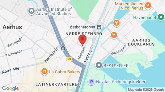 Erhvervslokaler til leje i Århus C - kort over placeringen