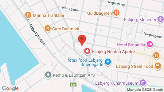 Erhvervslokaler til leje i Esbjerg Centrum - kort over placeringen
