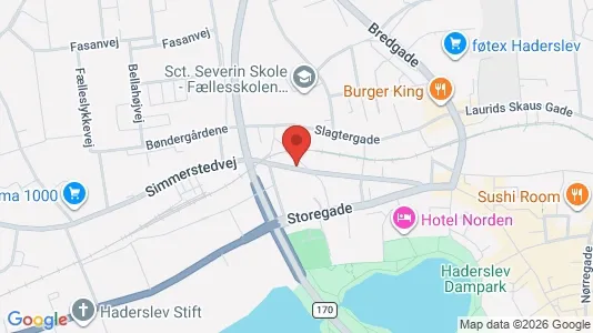 Erhvervslokaler til leje i Haderslev - kort over placeringen