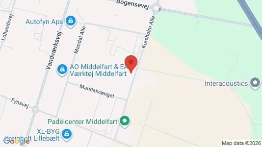 Erhvervslokaler til leje i Middelfart - kort over placeringen
